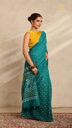 Baandh Teal Cotton Saree
