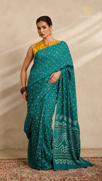Baandh Teal Cotton Saree