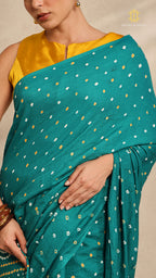 Baandh Teal Cotton Saree