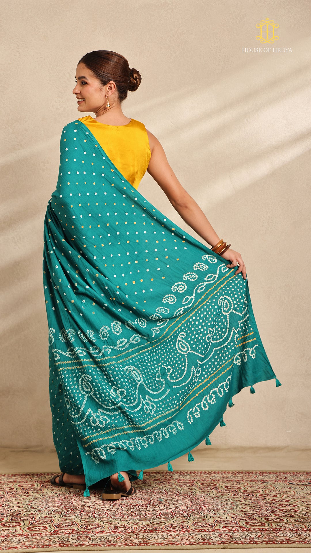 Baandh Teal Cotton Saree
