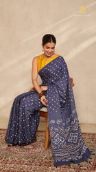 Baandh Blue Cotton Saree