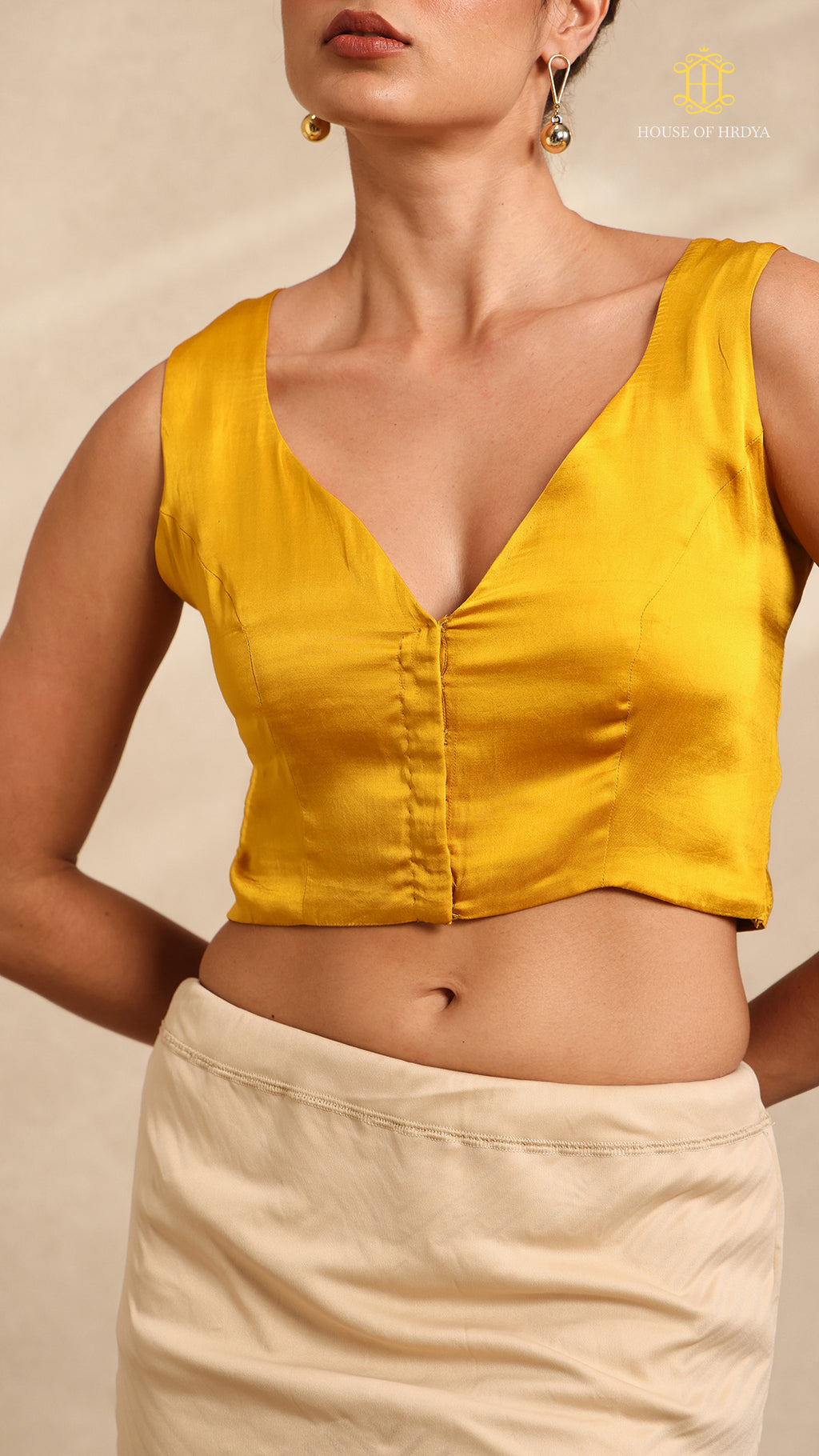 Mustard Modal Blouse V-Neck
