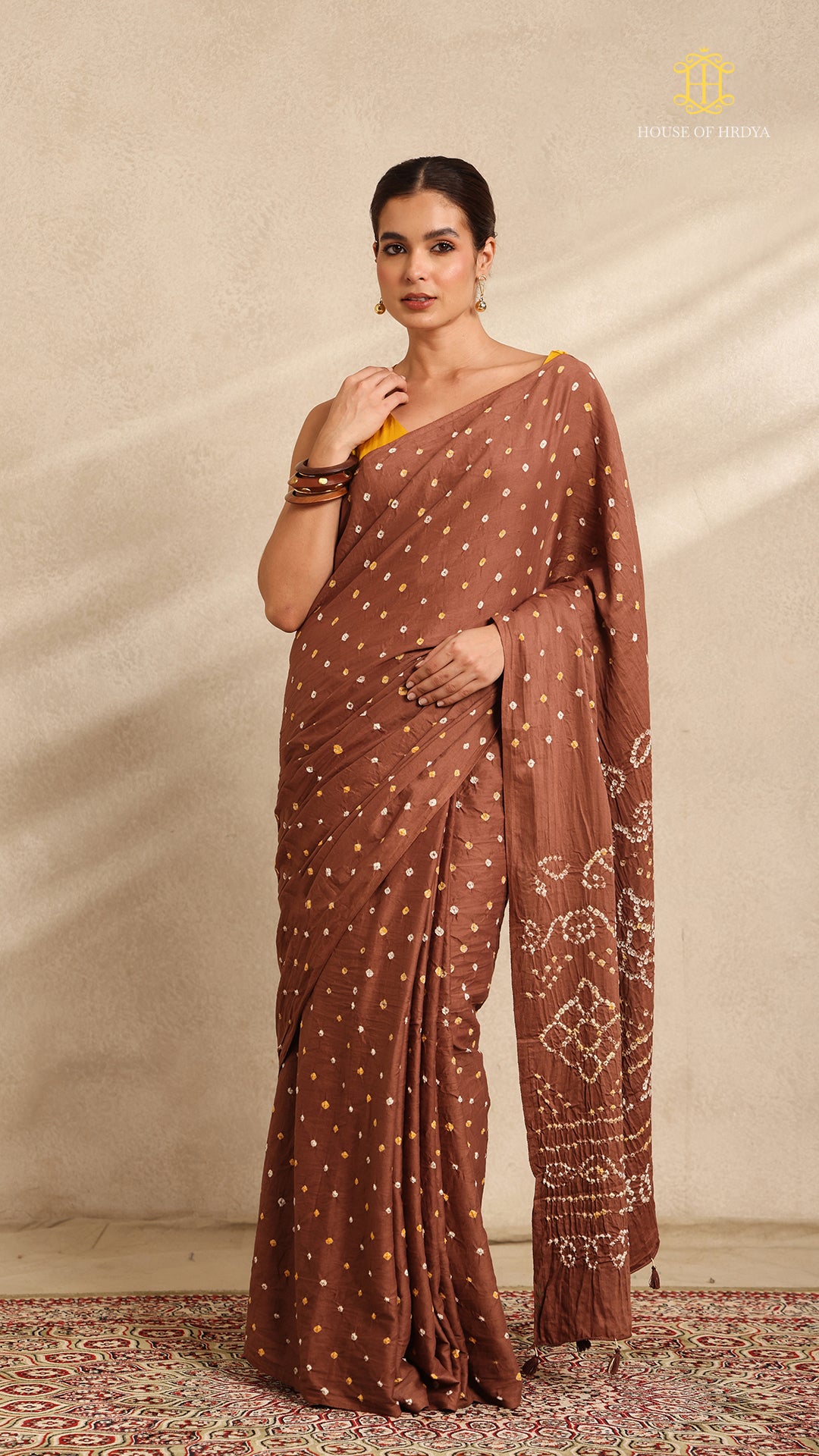 Baandh Brown Cotton Saree Secondary image