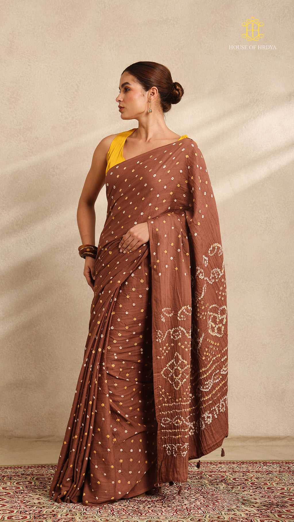 Baandh Brown Cotton Saree