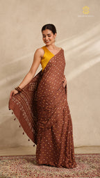 Baandh Brown Cotton Saree