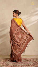 Baandh Brown Cotton Saree