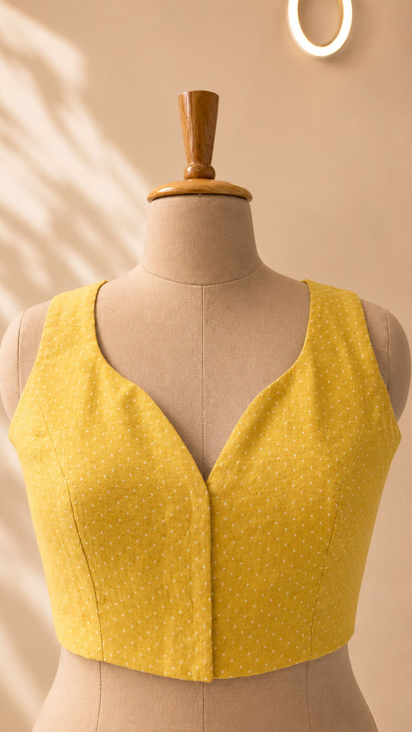 Mustard Cotton Blouse V-Neck Main image