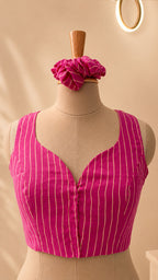Magenta Cotton Blouse V-Neck