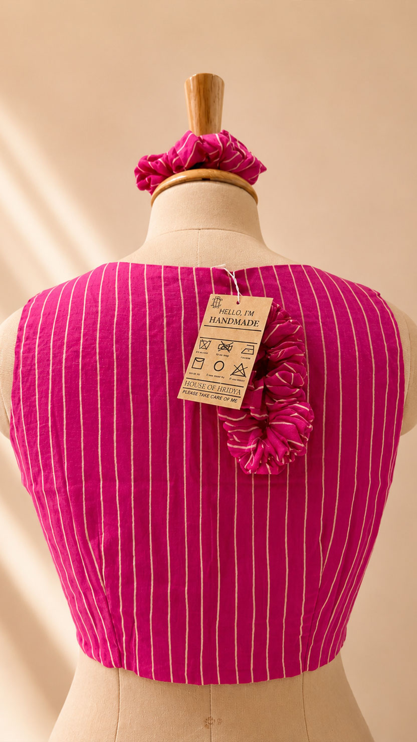 Magenta Cotton Blouse V-Neck Secondary image