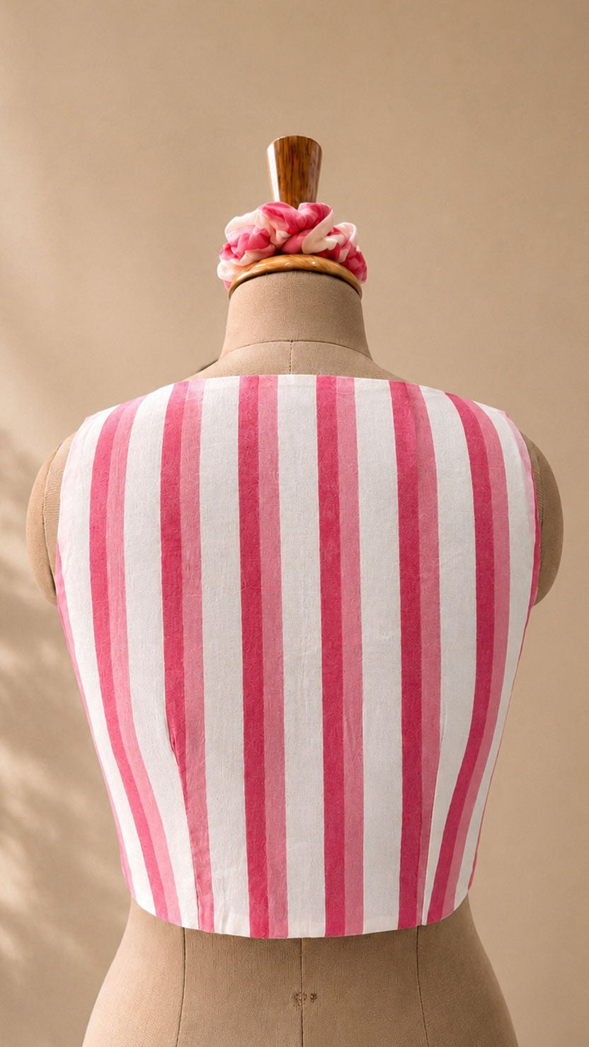 Peach Cotton Blouse V-Neck
