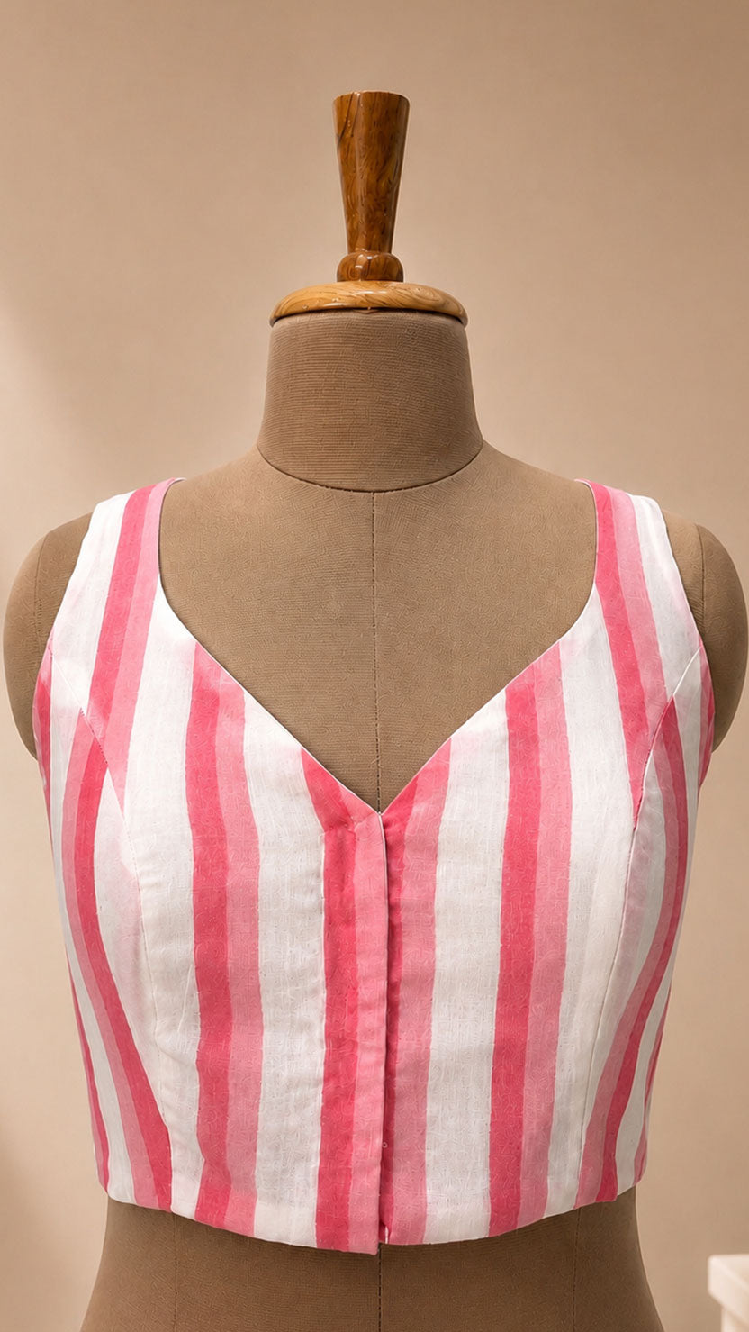 Peach Cotton Blouse V-Neck