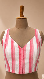 Peach Cotton Blouse V-Neck