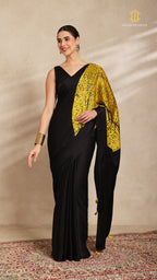 Baandh Black Modal Silk Yellow Shibori