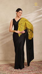 Baandh Black Modal Silk Yellow Shibori