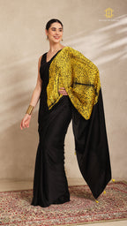 Baandh Black Modal Silk Yellow Shibori