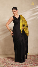 Baandh Black Modal Silk Yellow Shibori