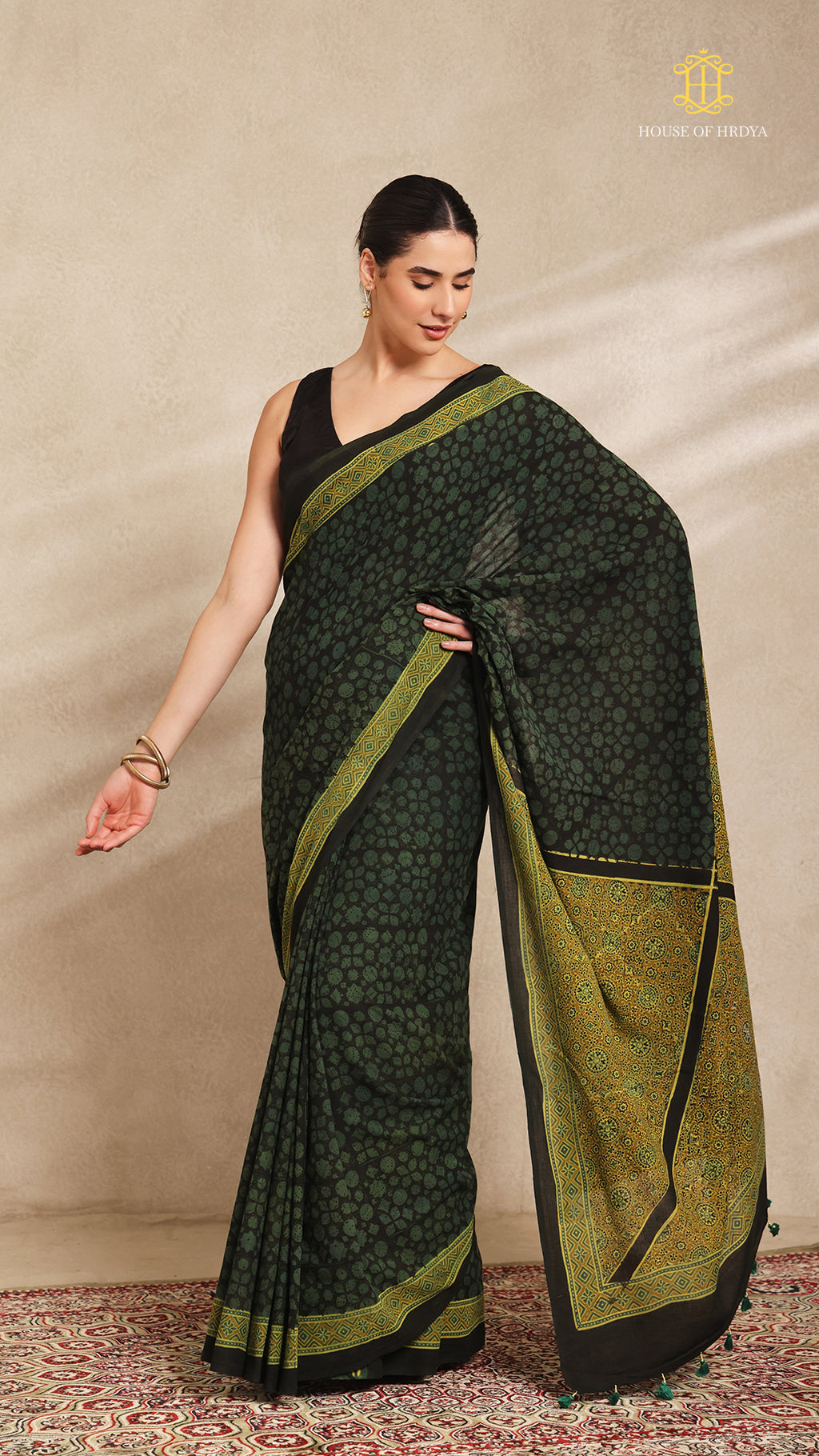 Ajrakh Mul Cotton Saree