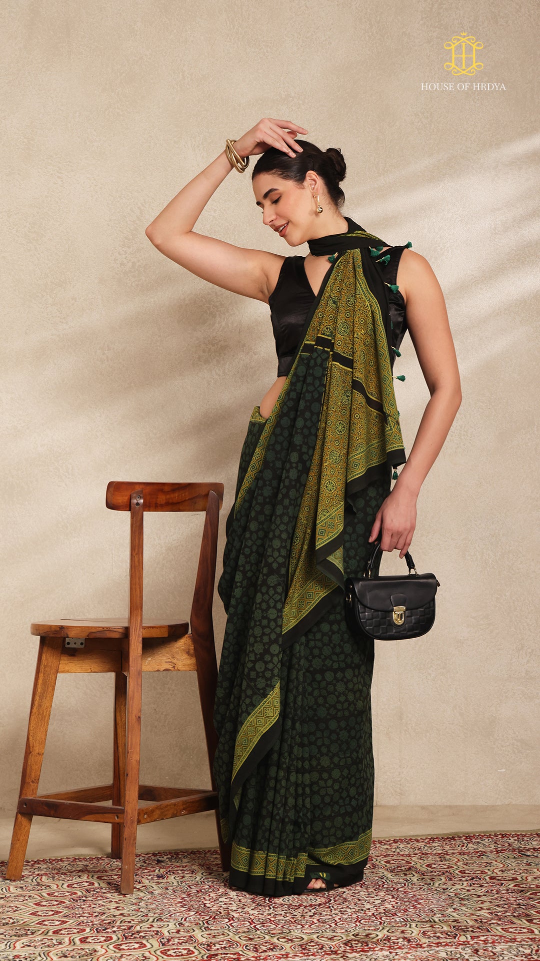 Ajrakh Mul Cotton Saree