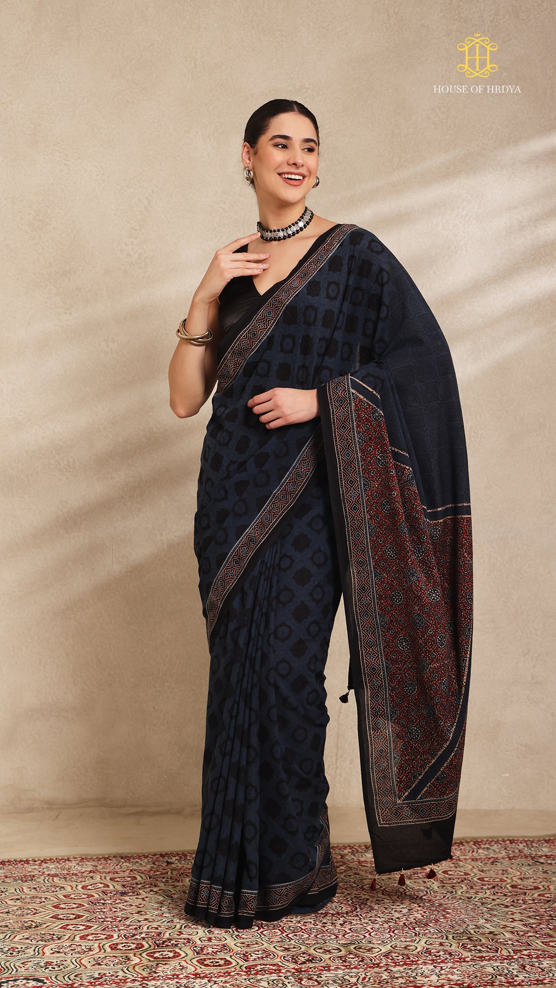 Ajrakh Mul Cotton Saree Main image