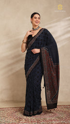 Ajrakh Mul Cotton Saree