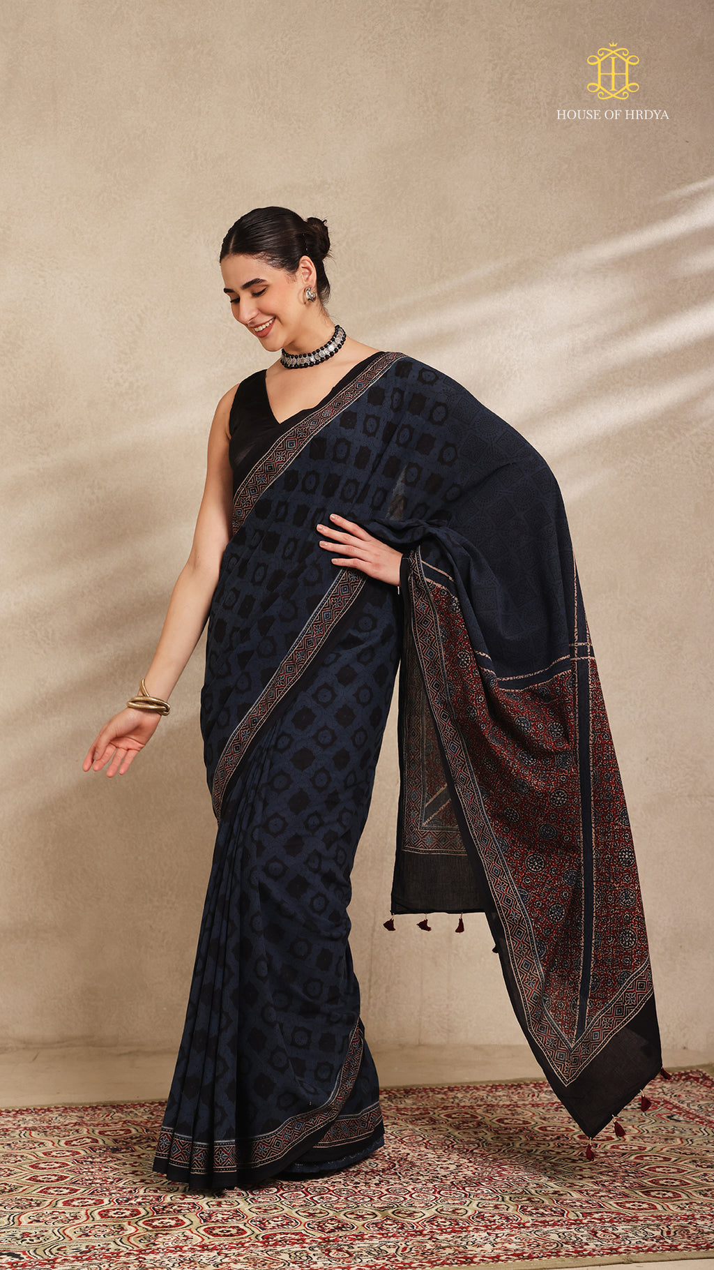 Ajrakh Mul Cotton Saree