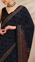Ajrakh Mul Cotton Saree