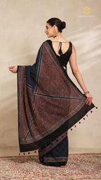 Ajrakh Mul Cotton Saree