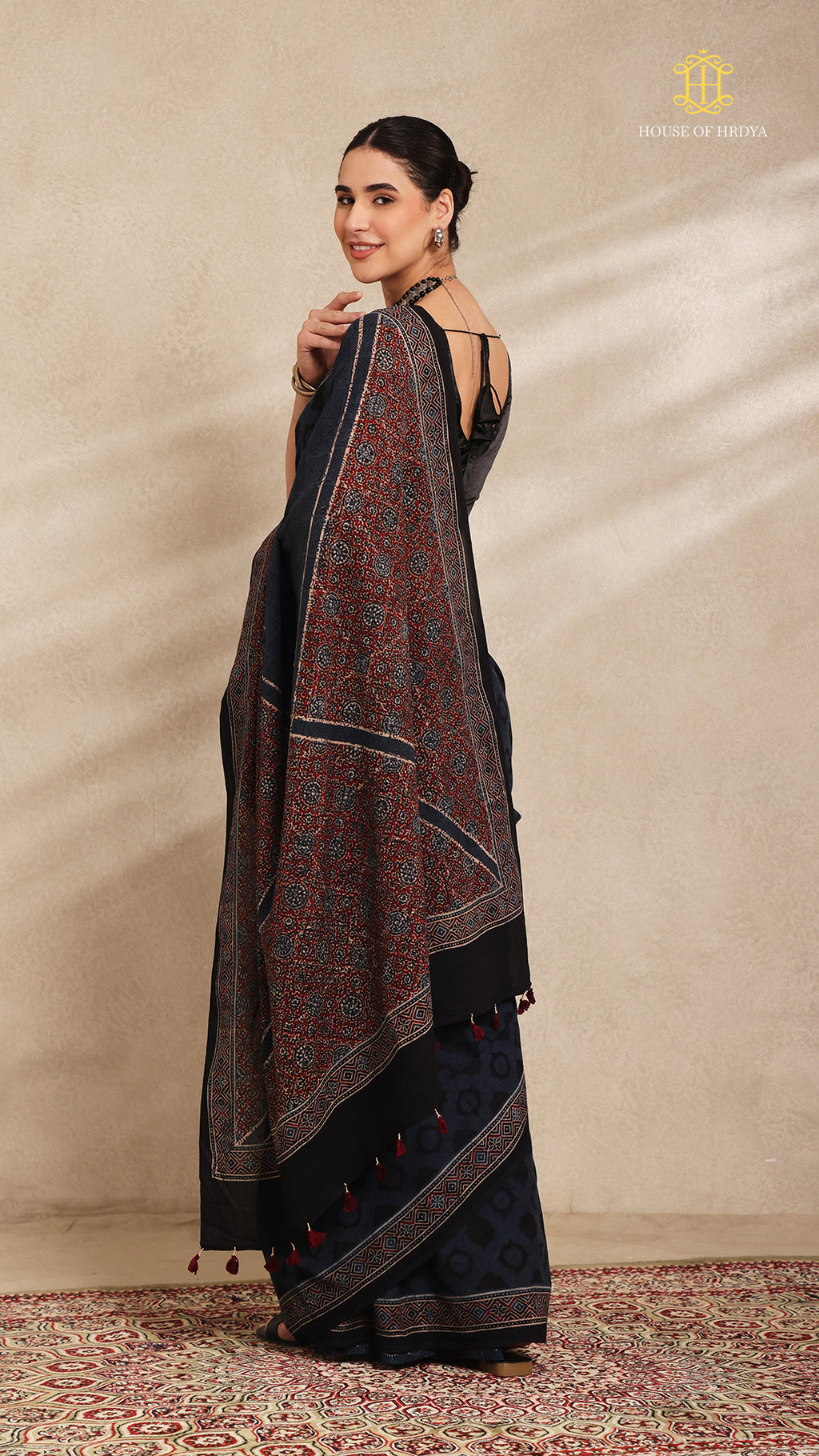 Ajrakh Mul Cotton Saree