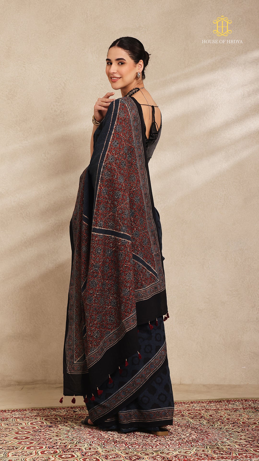 Ajrakh Mul Cotton Saree