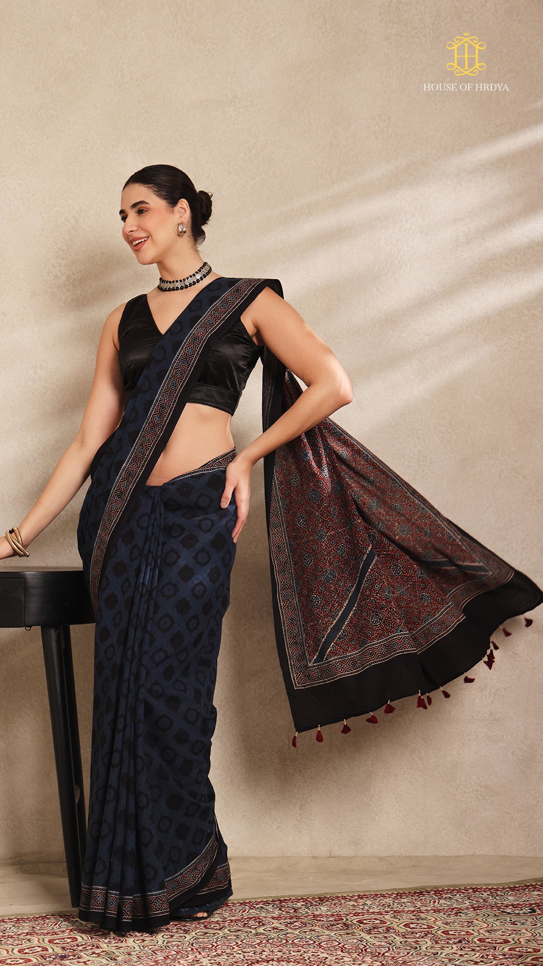 Ajrakh Mul Cotton Saree