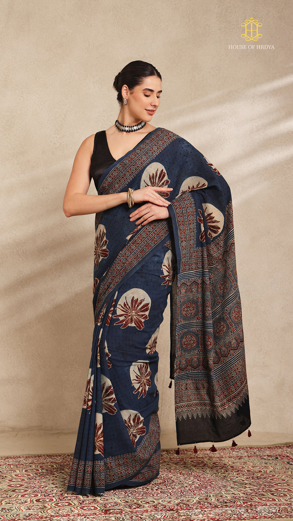 Ajrakh Mul Cotton Saree