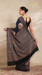 Ajrakh Mul Cotton Saree