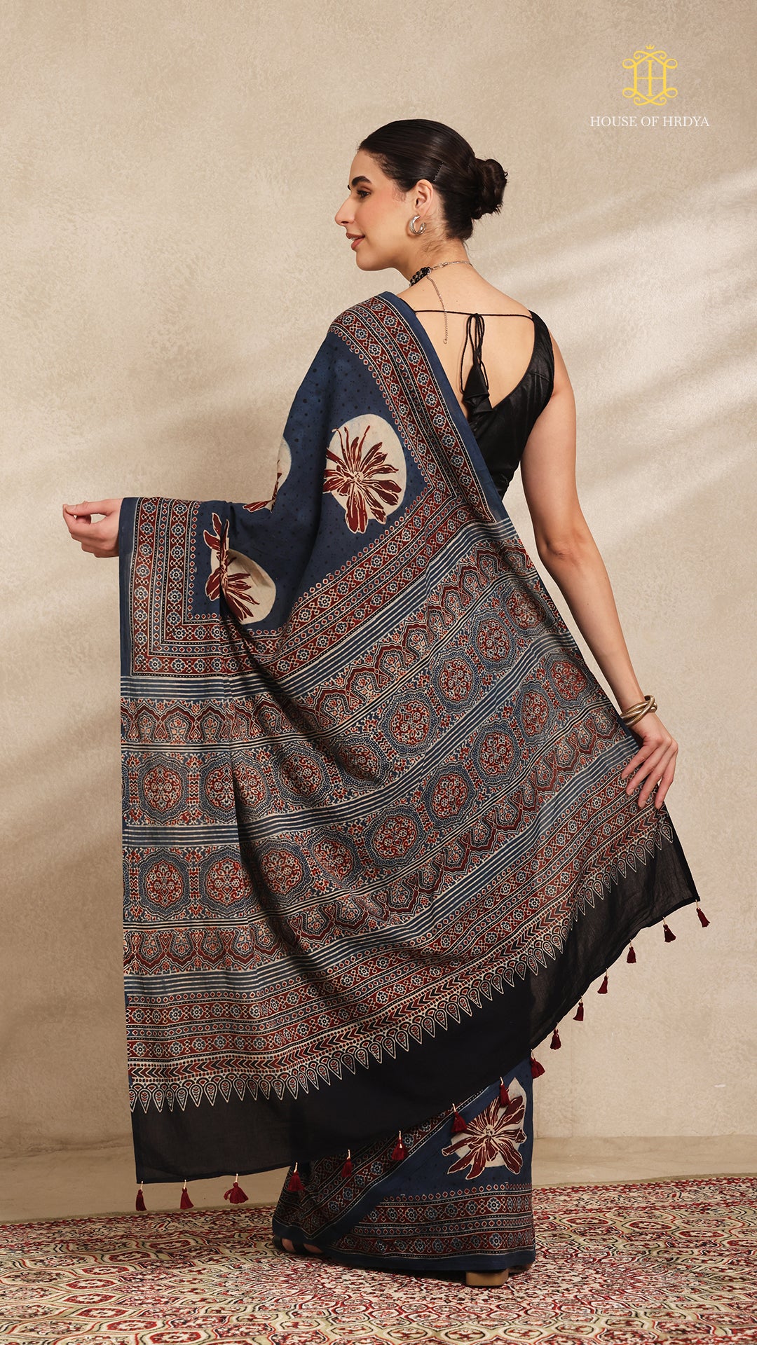 Ajrakh Mul Cotton Saree