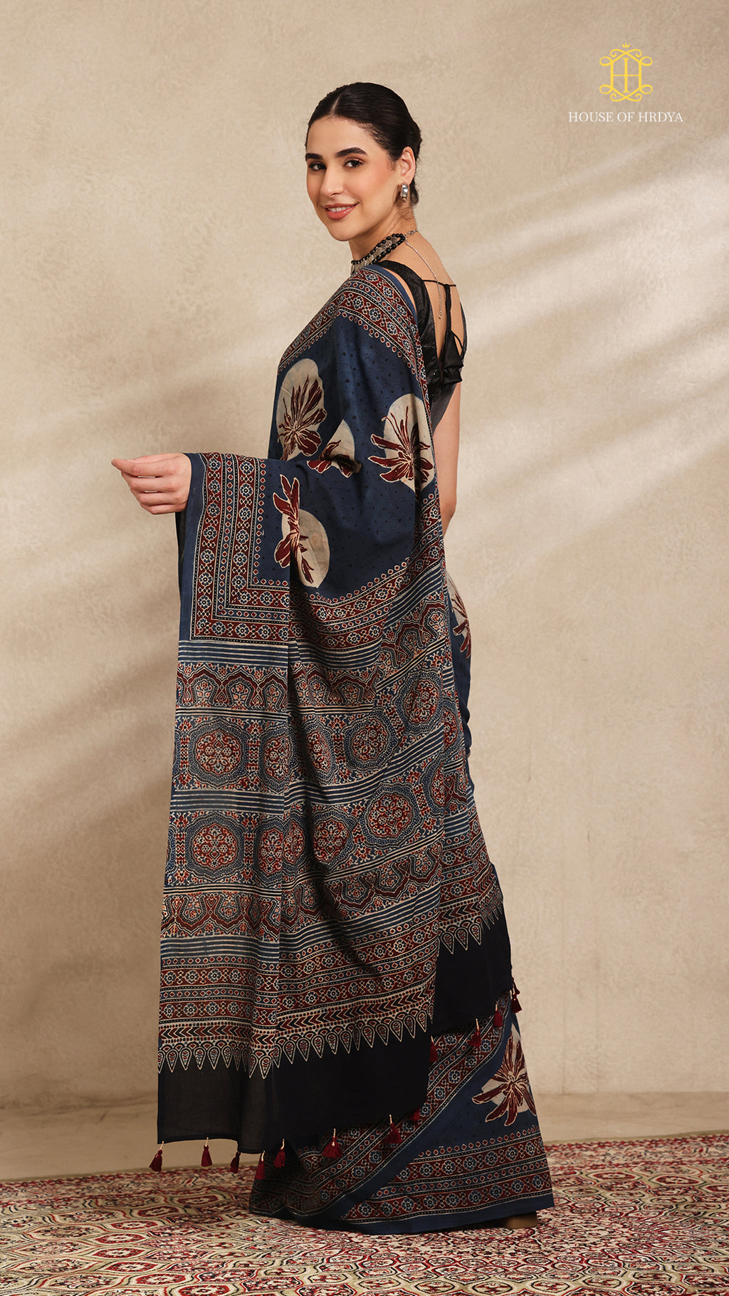 Ajrakh Mul Cotton Saree