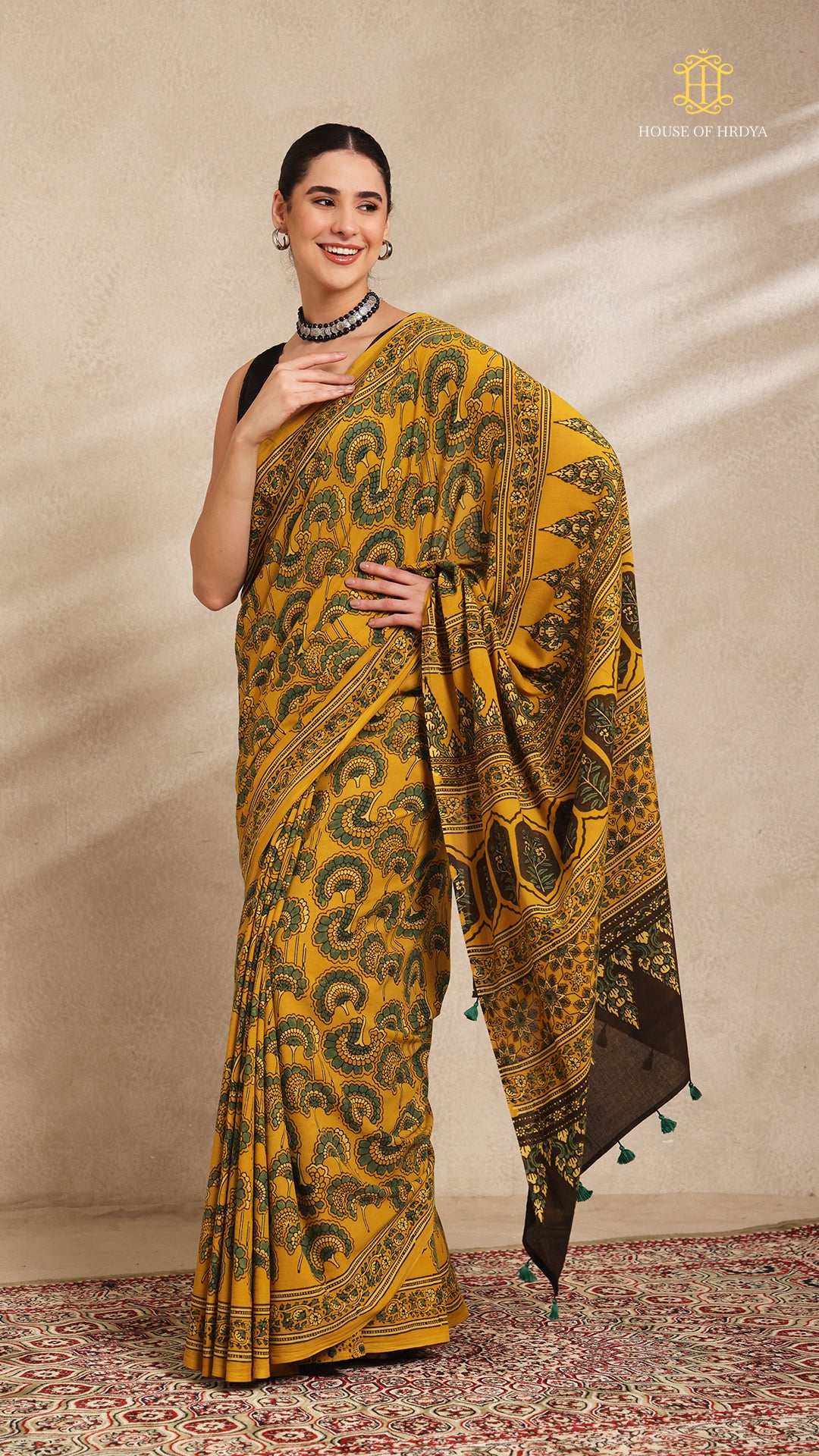 Ajrakh Mul Cotton Saree Secondary image