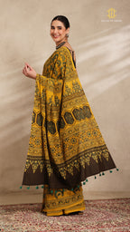 Ajrakh Mul Cotton Saree