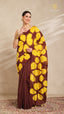 Clamp Chanderi Silk Brown and Yellow