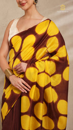 Clamp Chanderi Silk Brown and Yellow