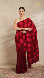 Clamp Chanderi Silk Maroon and Pink