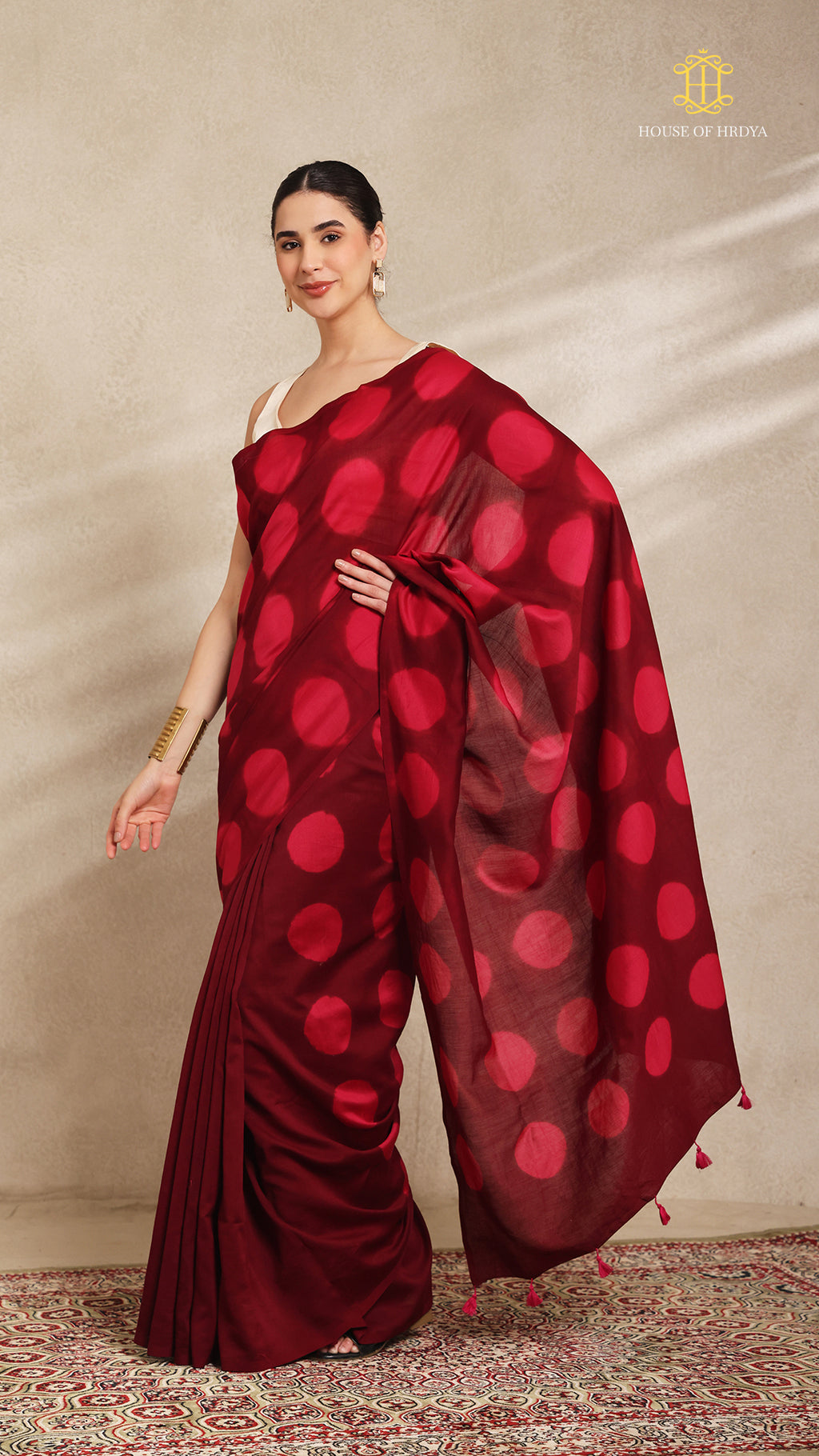 Clamp Chanderi Silk Maroon and Pink