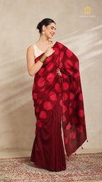 Clamp Chanderi Silk Maroon and Pink