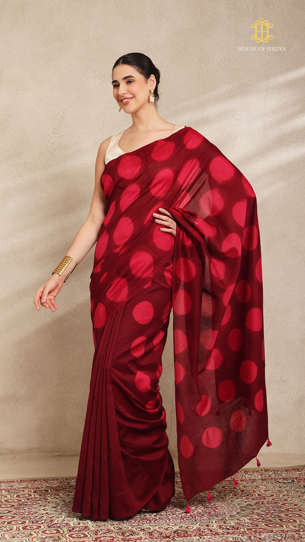 Clamp Chanderi Silk Maroon and Pink