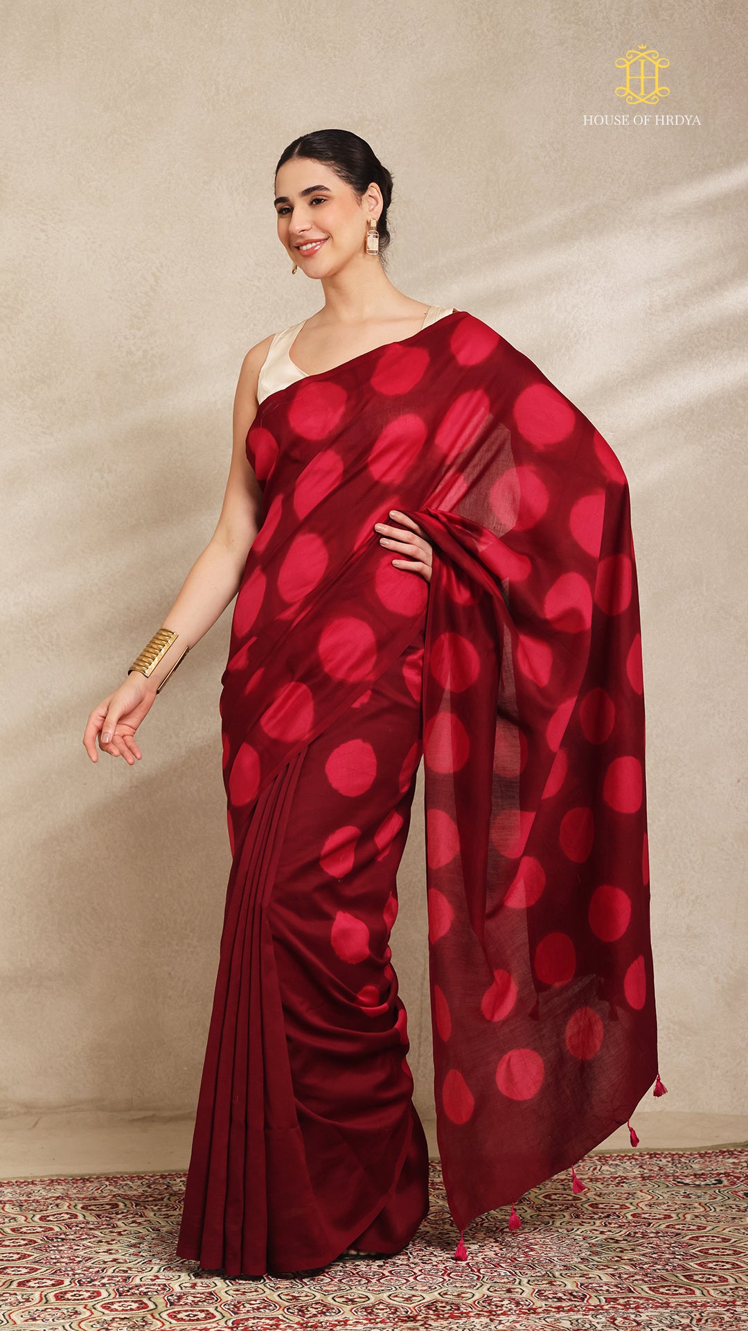 Clamp Chanderi Silk Maroon and Pink