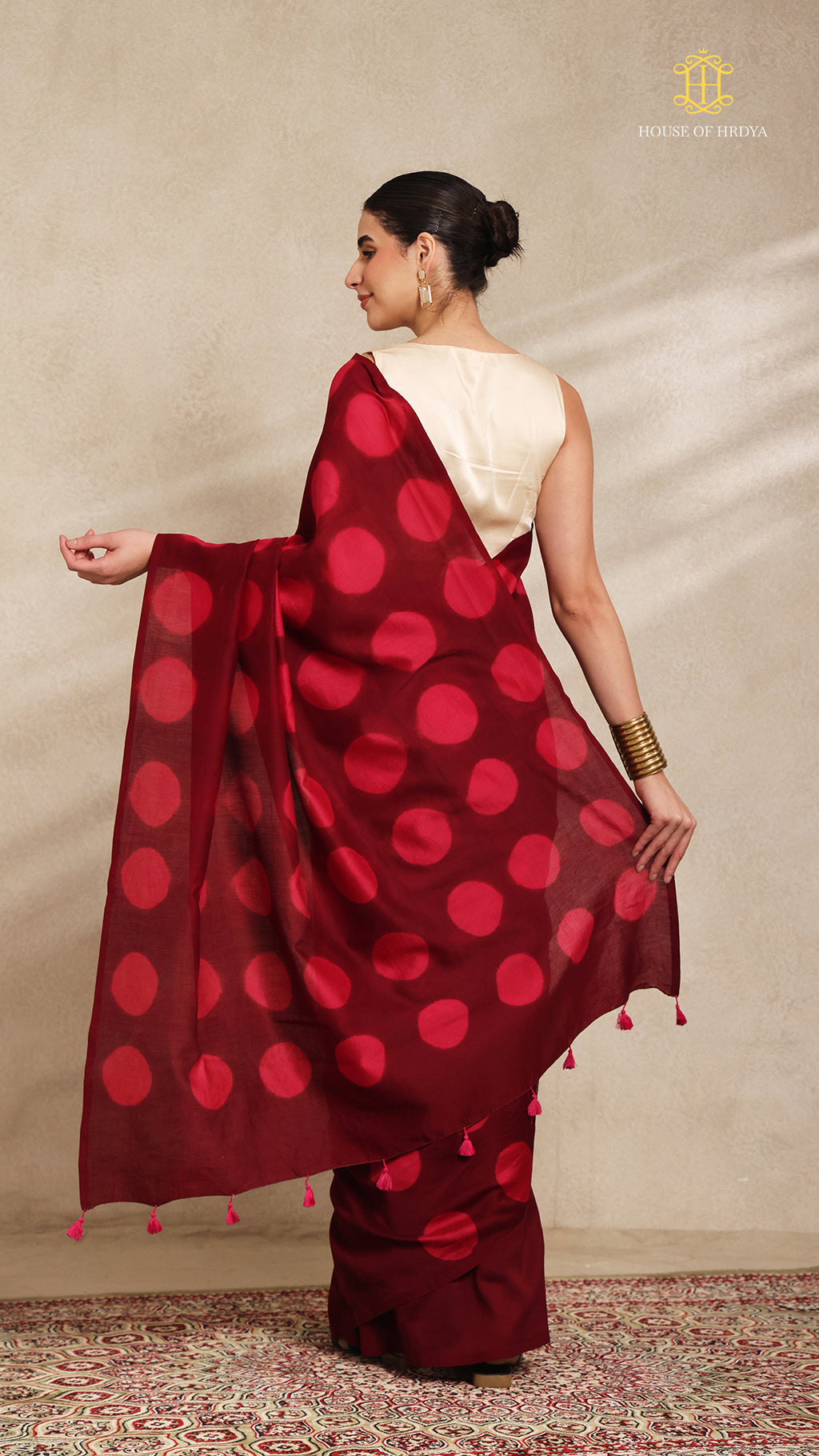 Clamp Chanderi Silk Maroon and Pink