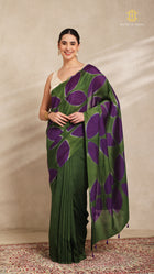 Clamp Chanderi Silk Green and Purple
