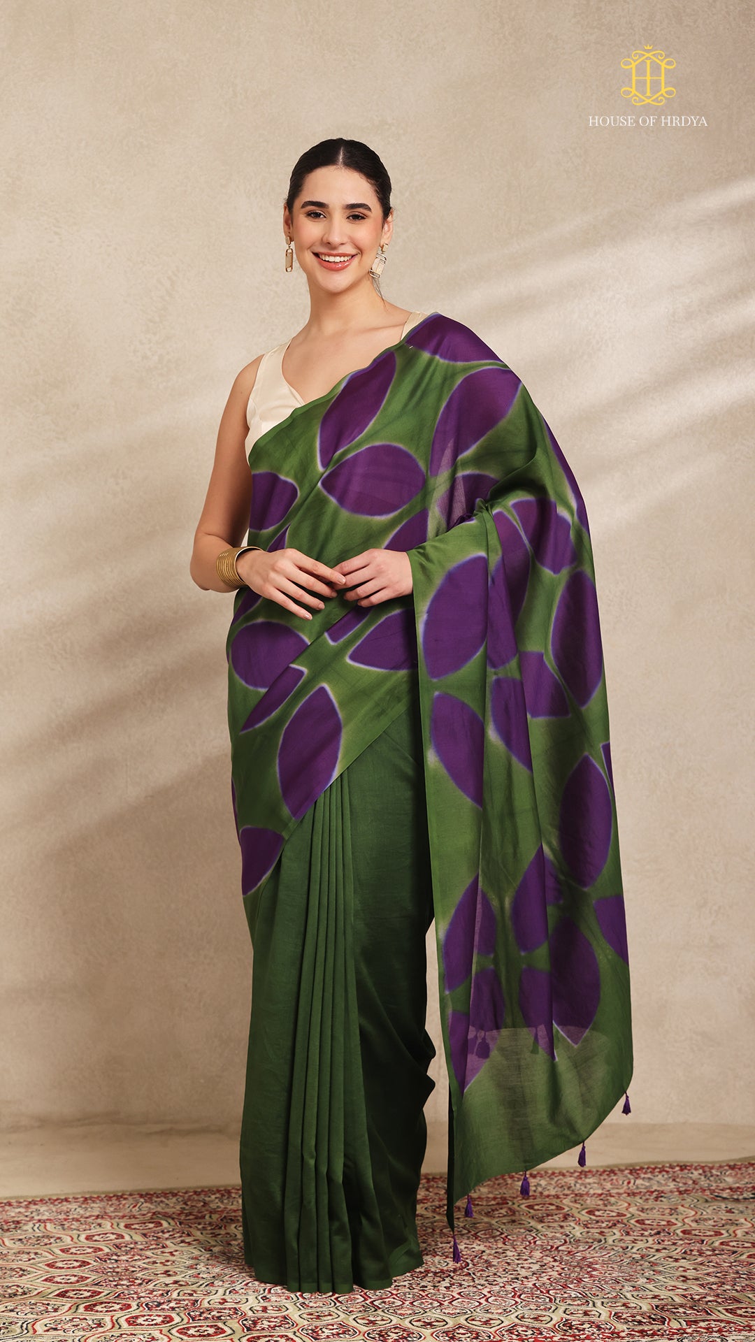 Clamp Chanderi Silk Green and Purple