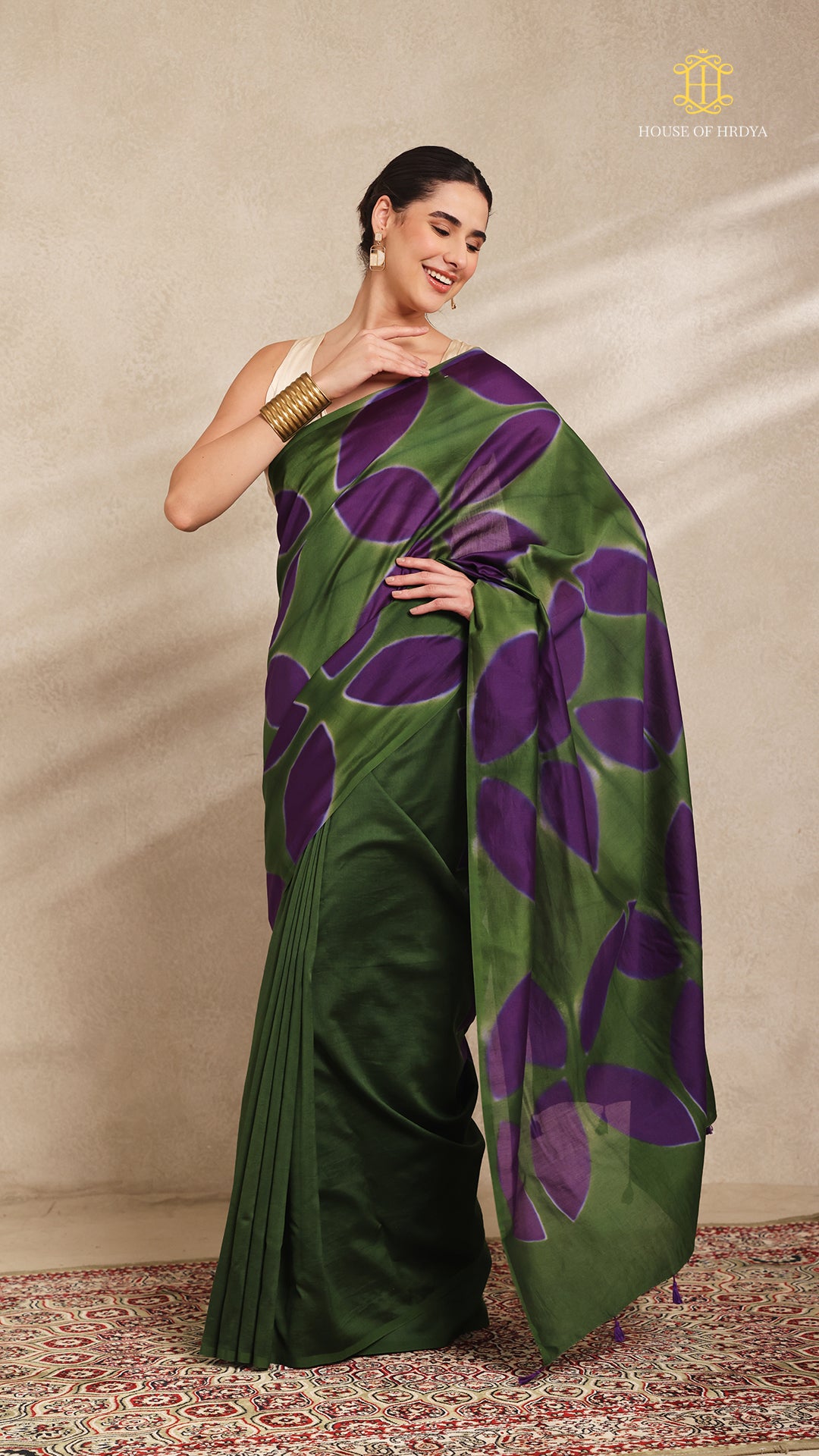 Clamp Chanderi Silk Green and Purple Secondary image