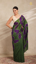 Clamp Chanderi Silk Green and Purple