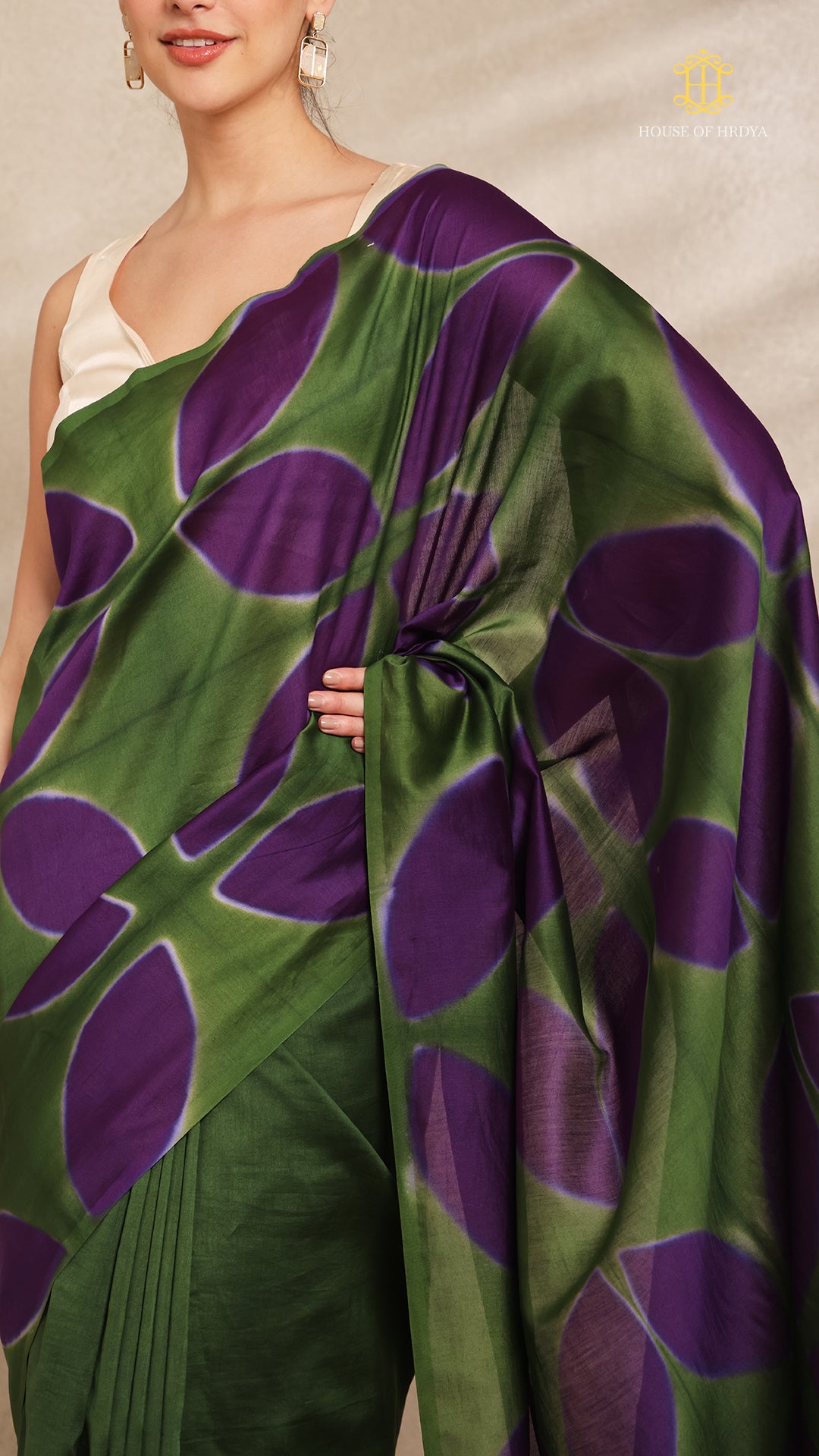 Clamp Chanderi Silk Green and Purple