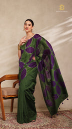 Clamp Chanderi Silk Green and Purple